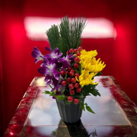 🌸お正月アレンジメント〈紅（くれない）〉