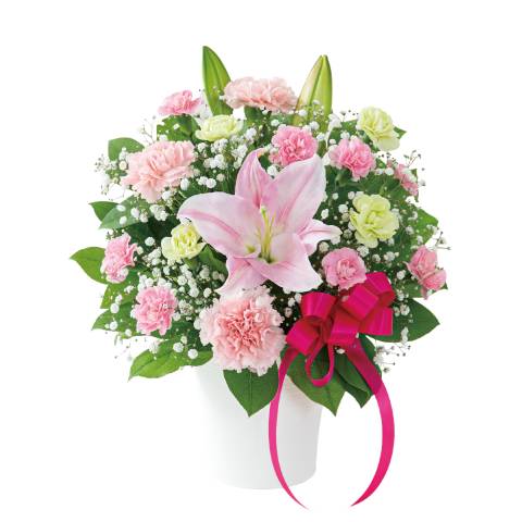 花キューピットで届ける ピンクユリの母の日アレンジメント 商品№521361