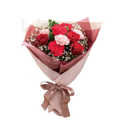 花キューピットで届けるバラとカーネーションの花束 商品№521374